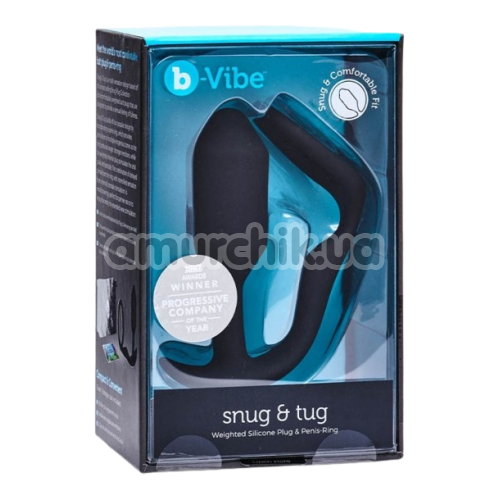 Анальна пробка з ерекційним кільцем B-Vibe Snug & Tug, чорна