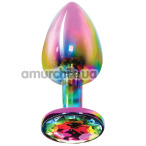 Анальна пробка з мультикольоровим кристалом Anal Play Rainbow Booty Jewel Large, мультикольорова - Фото №1