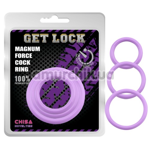 Набір з 3 ерекційних кілець Get Lock Magnum Force Cock Ring, фіолетовий