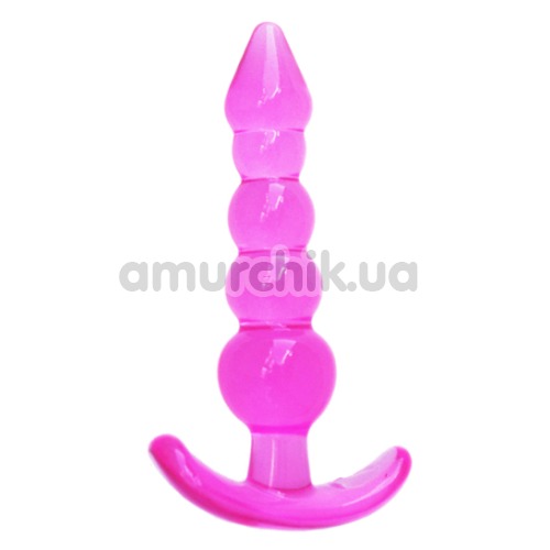 Анальная пробка Clear Jelly Butt Plug, розовая - Фото №1