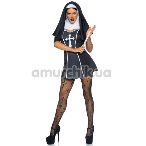 Костюм монахини Leg Avenue Naughty Nun черный: платье + накидка на голову