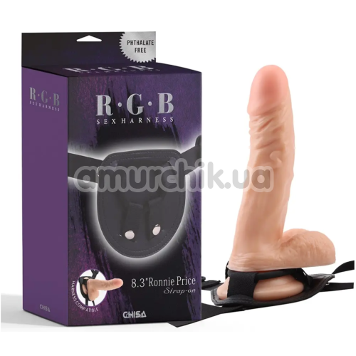 Страпон R.G.B Sex Harness 8.3 Ronnie Price Strap-On, телесный