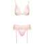 Комплект Kissable Lace Lingerie Set, розовый: бюстгальтер + трусики-стринги + пояс для чулок - Фото №3