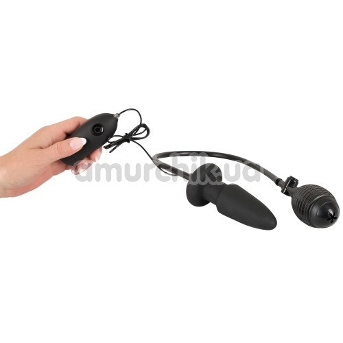 Анальный расширитель с вибрацией Inflatable + Vibrating Butt Plug, черный