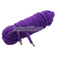 Мотузка для бондажу з металевими наконечниками DS Fetish 10 M, фіолетова - Фото №1