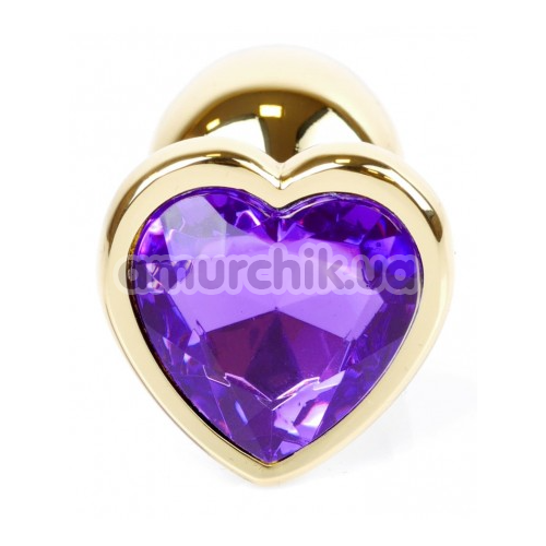 Анальная пробка с фиолетовым кристаллом Exclusivity Jewellery Gold Heart Plug, золотая