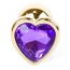 Анальная пробка с фиолетовым кристаллом Exclusivity Jewellery Gold Heart Plug, золотая - Фото №3