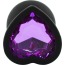 Анальная пробка с фиолетовым кристаллом Silicone Jewelled Butt Plug Heart Small, черная - Фото №3