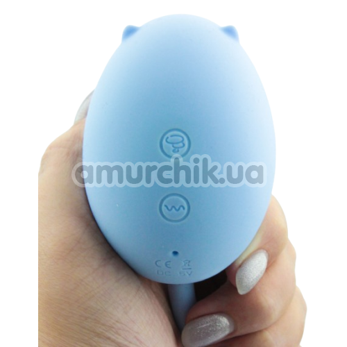 Симулятор орального сексу з віброяйцем Sucking Egg Vibrator Dual Motor TD004, блакитний