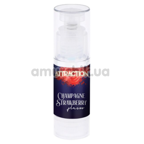 Масажна олія з зігріваючим ефектом Attraction Hot Kiss Massage Champagne Strawberry - полуничне шампанське, 50 мл - Фото №1