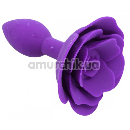 Анальна пробка з трояндою Loveshop Silicone Anal Plug, фіолетова - Фото №1