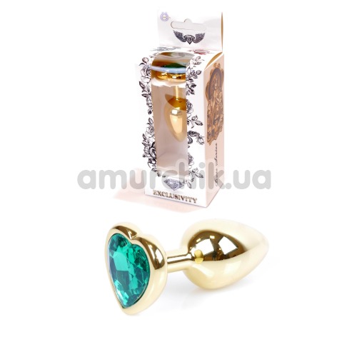 Анальная пробка с зеленым кристаллом Exclusivity Jewellery Gold Heart Plug, золотая