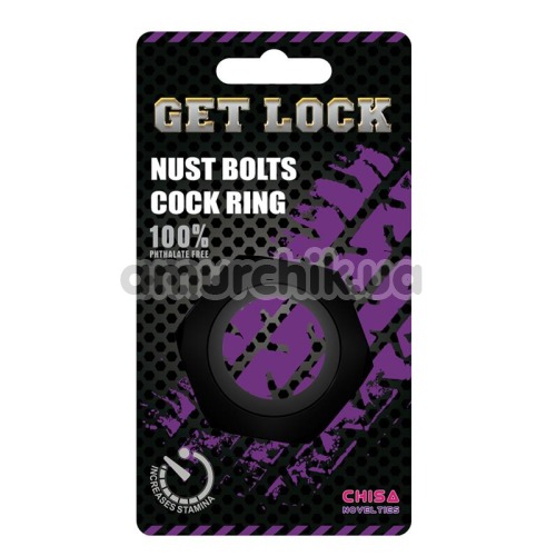 Эрекционное кольцо Get Lock Nust Bolts Cock Ring, черное