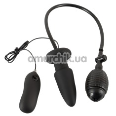 Анальный расширитель с вибрацией Inflatable + Vibrating Butt Plug, черный - Фото №1