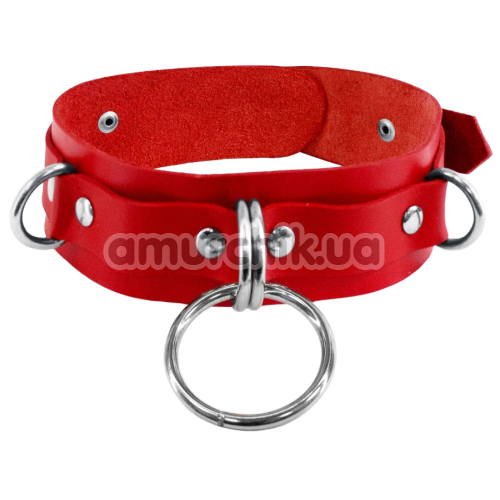 Ошейник Feral Feelings D-Rings Leather, красный - Фото №1