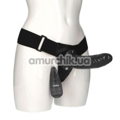 Порожній страпон з вібрацією Hi-Basic Basic Vibrating Strap On Harness, чорний - Фото №1