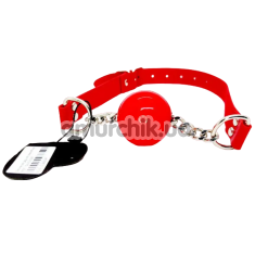 Кляп DS Fetish PU Chain M, червоний - Фото №1