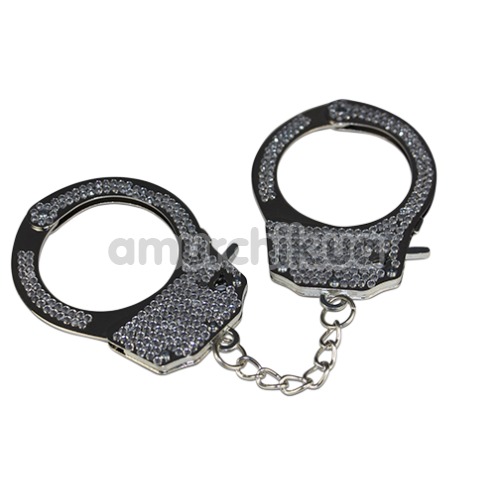 Наручники Fetish Pleasure Diamond Handcuffs, серебристые - Фото №1