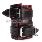 Фіксатори для рук Argus Fetish Leopard Wrist Cuffs, червоно-чорні - Фото №1