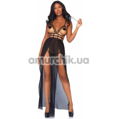 Комплект Leg Avenue Yours Always Open Cup Gown, чорний: сукня + трусики-стрінги - Фото №1