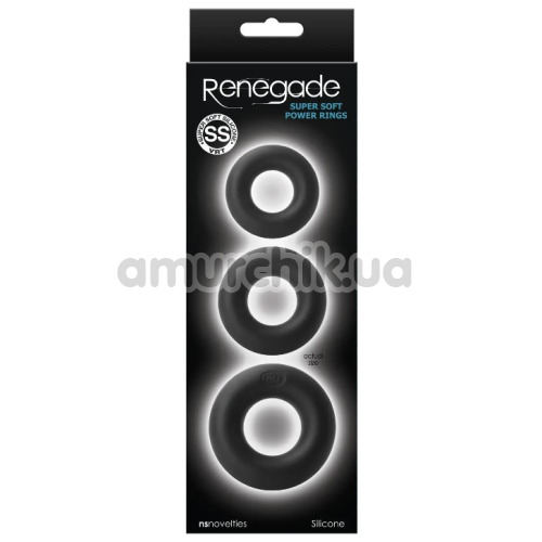 Набір з 3 ерекційних кілець Renegade Super Soft Power Rings, чорний