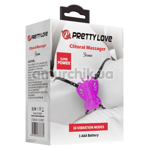 Вибратор-бабочка Pretty Love Clitoral Massager Sloane, фиолетовый