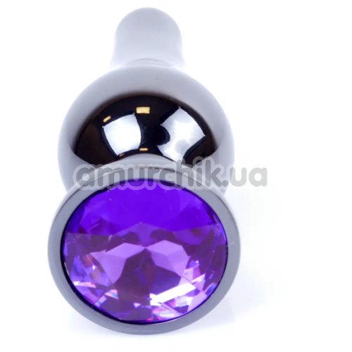 Анальная пробка с фиолетовым кристаллом Boss Series Exclusivity Jewellery Dark Silver Plug, серебряная