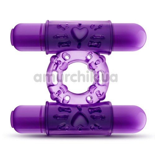 Віброкільце Double Play Dual Vibrating Cock Ring, фіолетове - Фото №1