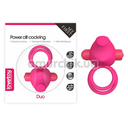 Виброкольцо Power Clit Cockring Duo, розовое