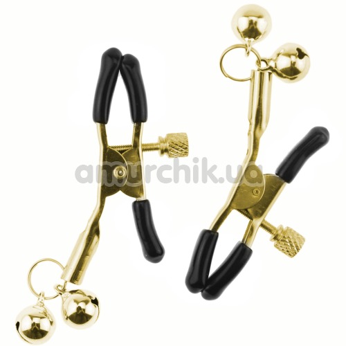 Зажимы для сосков Glocke Nippel с колокольчиками, золотые - Фото №1
