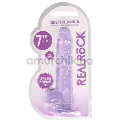Фаллоимитатор Realrock Crystal Clear Dildo Realistic 7, фиолетовый