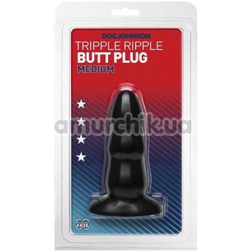 Анальная пробка Tripple Ripple Butt Plug Medium, черная