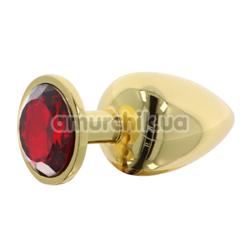 Анальна пробка з червоним кристалом Taboom Bondage In Luxury Butt Plug Diamond Jewel Medium, золота