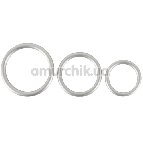Набор из 3 эрекционных колец Metallic Silicone Cock Ring Set, серебряный