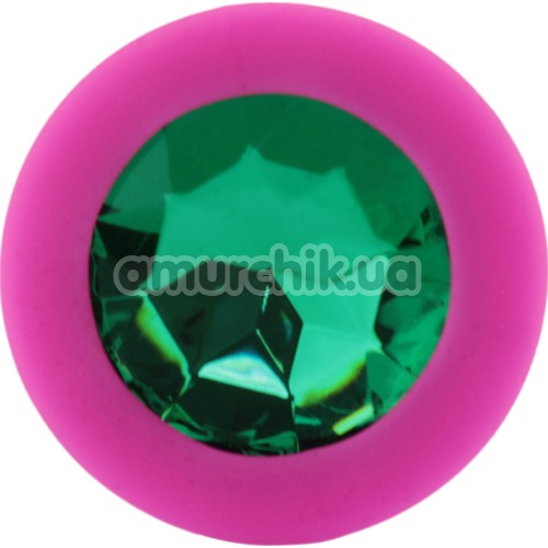 Анальна пробка із зеленим кристалом SWAROVSKI Zcz, рожева