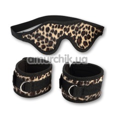 Бондажный набор Пикантные Штучки леопардовый: маска + наручники - Фото №1