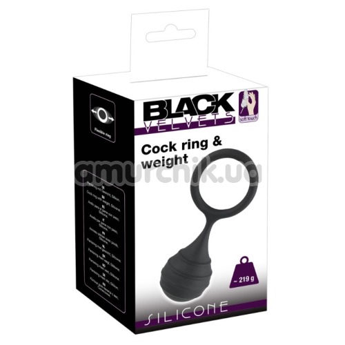 Ерекційне кільце з обтяжувачем Black Velvets Cock Ring & Weight, чорне