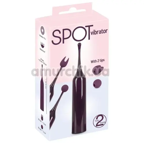 Клиторальный вибратор Spot Vibrator With 2 Tips, фиолетовый