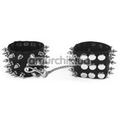 Наручники Art of Sex Rose Spiked Leather Handcuffs, черные - Фото №1
