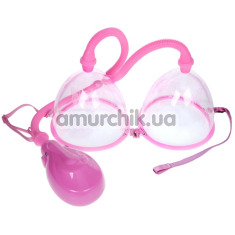 Вакуумная помпа для увеличения груди Breast Pump Enlarge With Twin Cups 014091, розовая - Фото №1