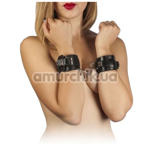 Фіксатори для рук Leather Dominant Hand Cuffs, чорні