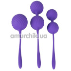 Набір із 3 ребристих вагінальних кульок Sweet Smile 3 Kegel Training Balls ребристі, фіолетовий - Фото №1