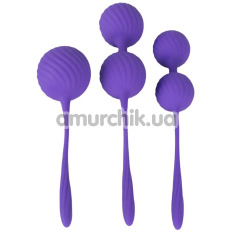 Набір із 3 ребристих вагінальних кульок Sweet Smile 3 Kegel Training Balls ребристі, фіолетовий - Фото №1
