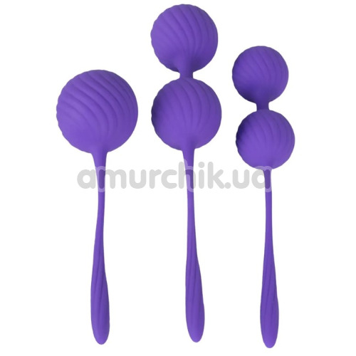 Набор из 3 ребристых вагинальных шариков Sweet Smile 3 Kegel Training Balls ребристые, фиолетовый - Фото №1