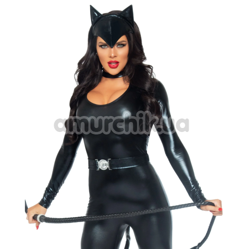 Костюм кішечки Leg Avenue Frisky Feline, чорний: комбінезон + пояс + прикраса на голову