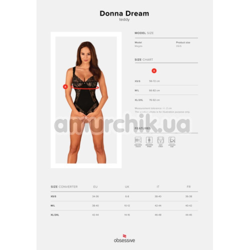 Боди Obsessive Donna Dream, черное
