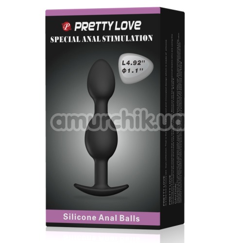 Анальна пробка Pretty Love Special Anal Stimulation з кульками 1.1, чорна