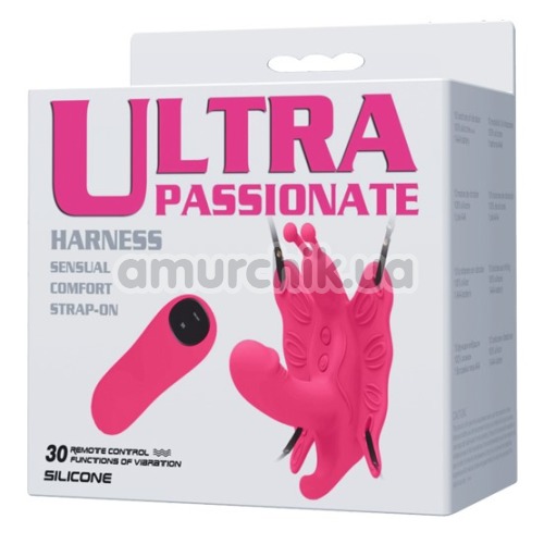 Вибратор-бабочка с пультом управления Ultra Passionate Harness, розовый
