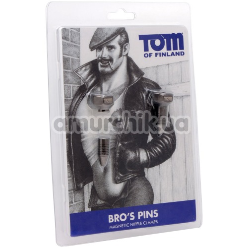 Затискачі для сосків Tom of Finland Bro's Pins Magnetic Nipple Clamps, срібні
