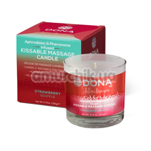 Свічка для масажу Dona Let Me Kiss You Kissable Massage Candle Strawberry Souffle - полуничне суфле, 135 мл
